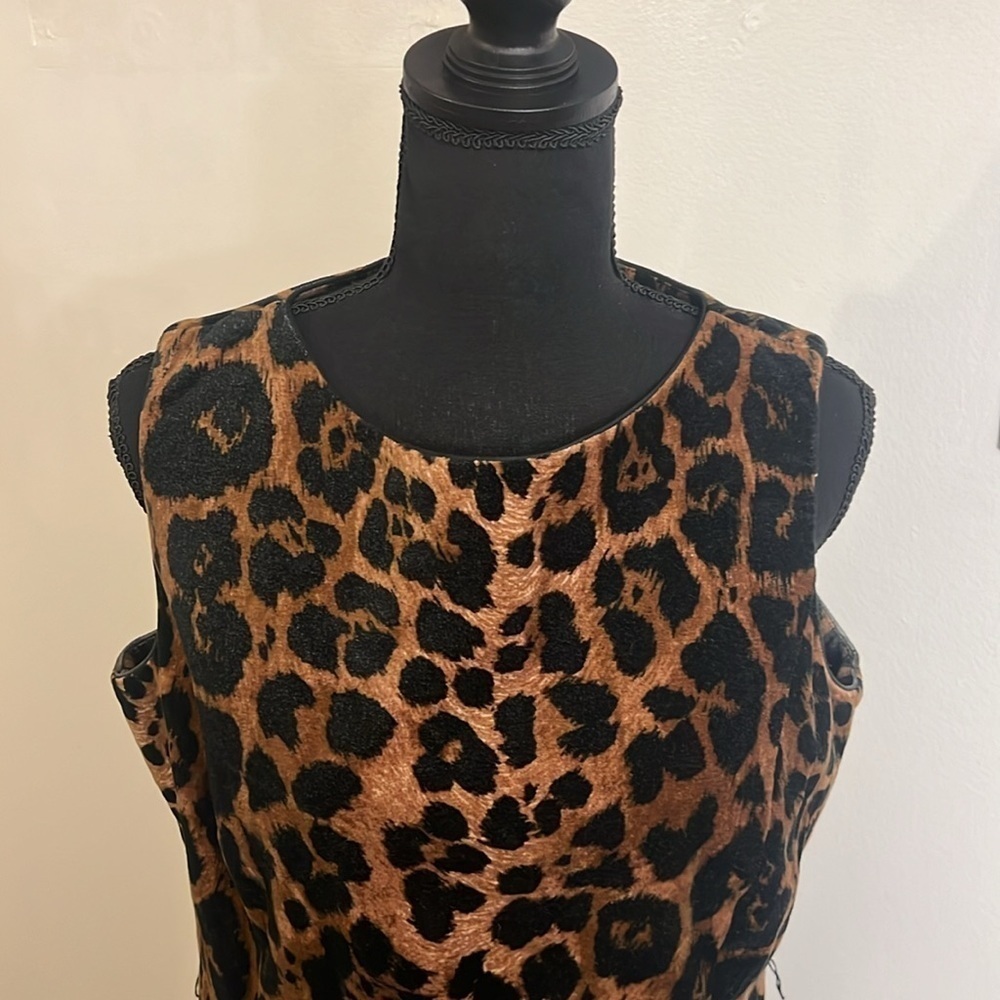 Talbots 100% Cotton Black and Brown Midi Dress, Sz. 12P - Picture 4 of 11